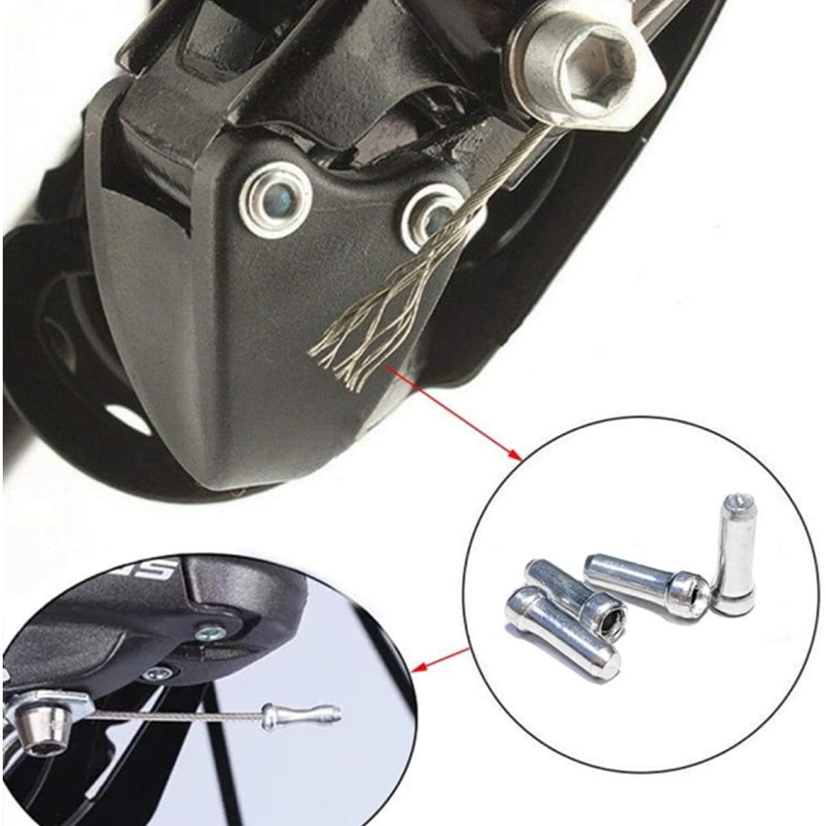 100 Terminali Per Cavi Bici In Alluminio - Cappucci Per Freno E Cambio, Argento