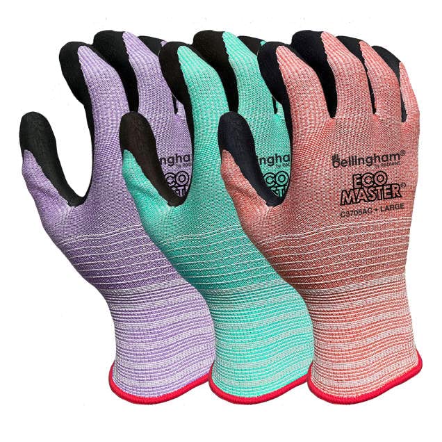Radians C3705AC Eco Master® Glove with Nitrile Palm Glove - Assorted Colors - Size M- 12 Pack