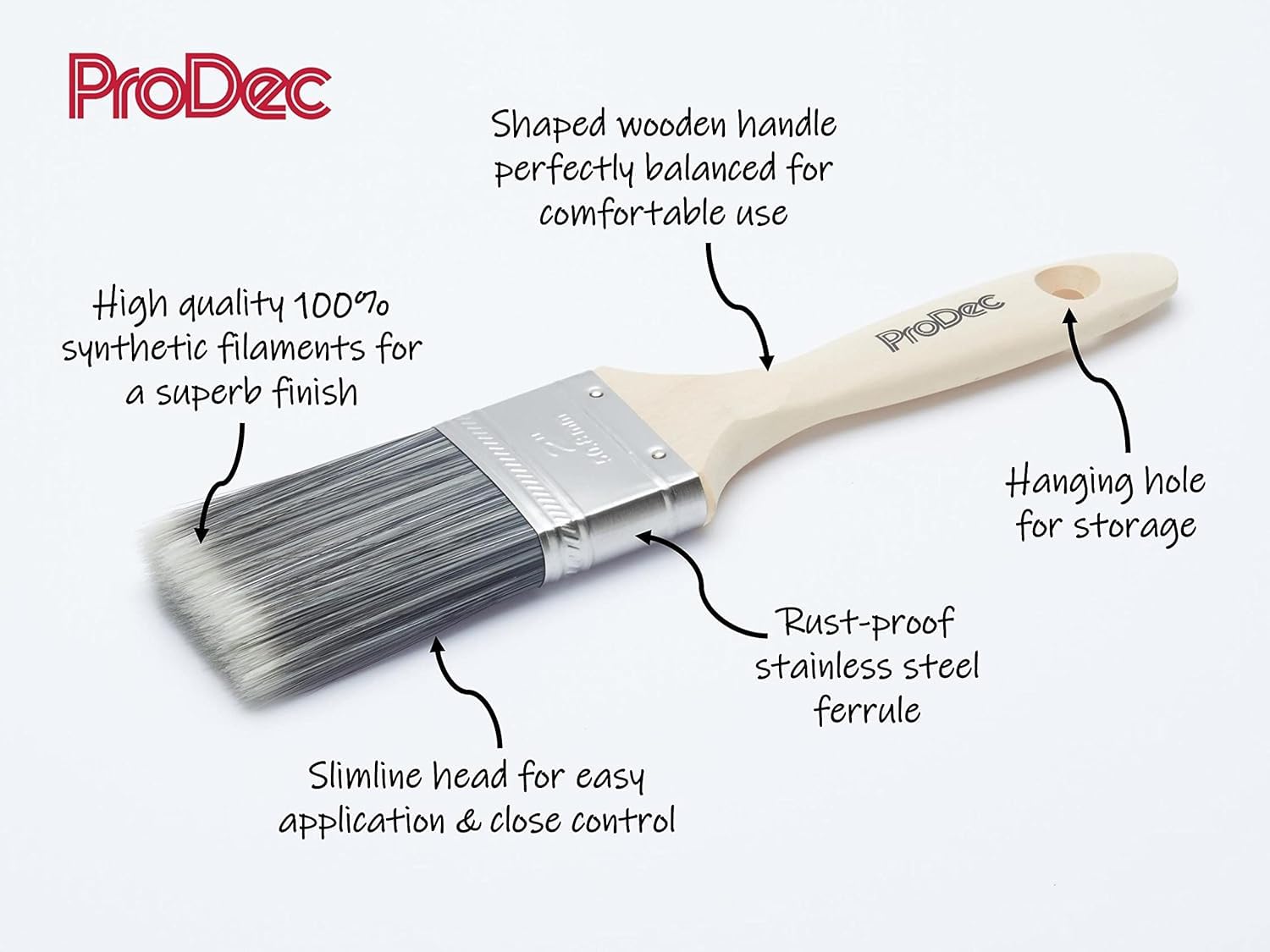 ProDec Decorator's Lot de 12 pinceaux de Peinture Comprenant des pinceaux à découper pour Une Finition Lisse avec émulsion, Brillants, peintures satinées sur Murs, plafonds, Bois, métal – 2 x 1, 5 x