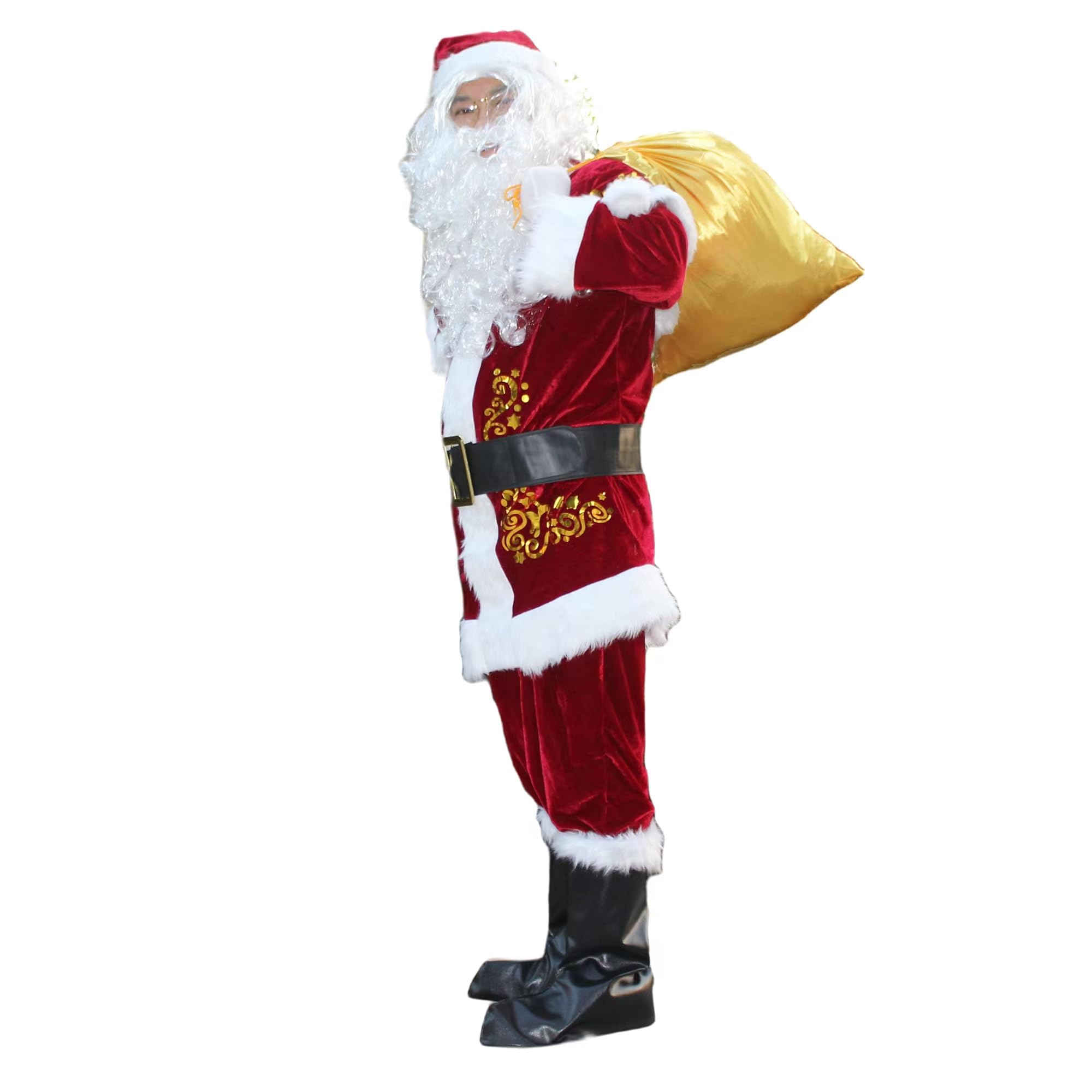 Disfraz de Papá Noel para Hombre Traje de Navidad Ropa de Papá Noel Santa Claus Christmas Suit Adulto（XL）