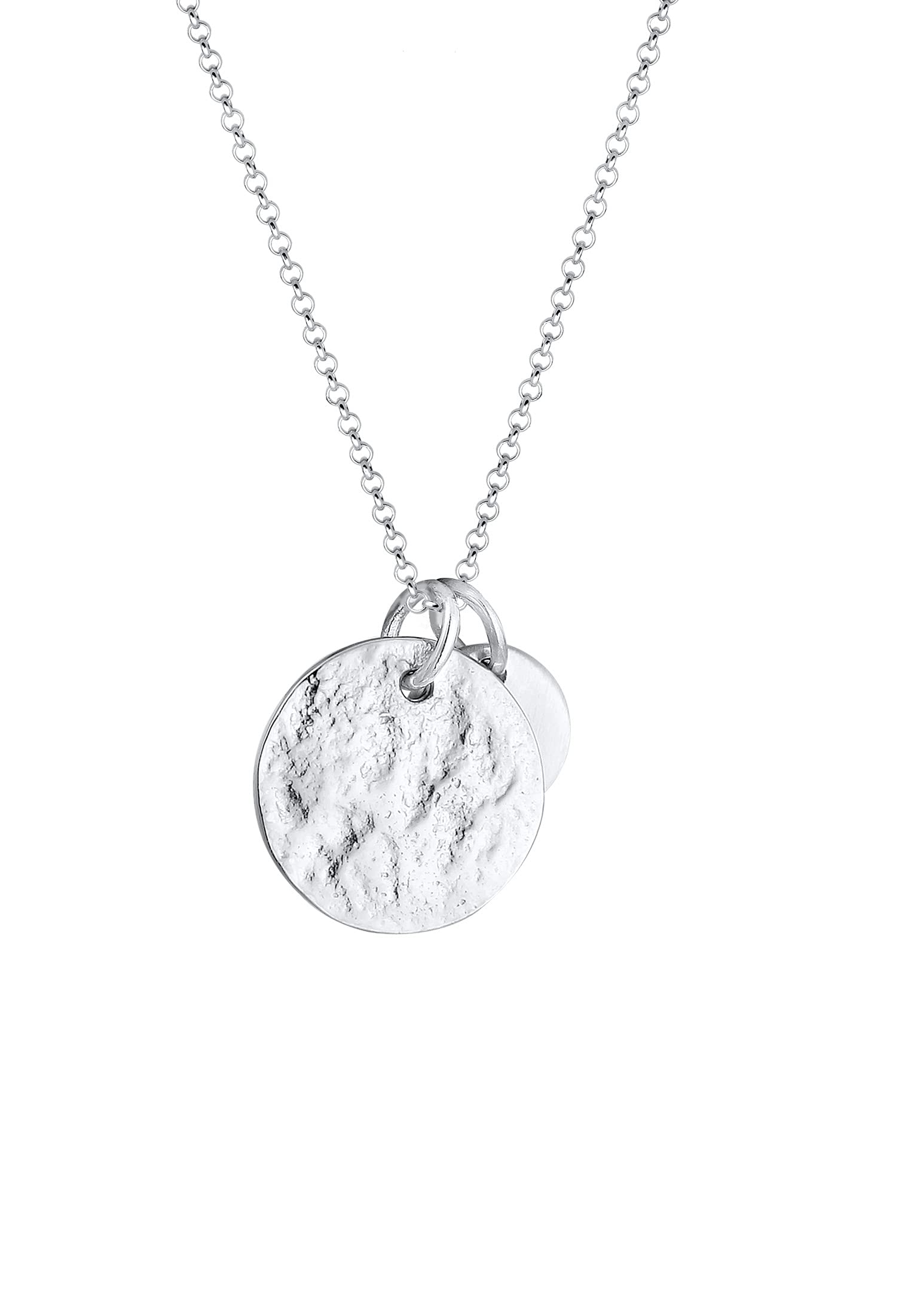 Elli Collana Donna Ciondolo Piatto Martellato in Argento Sterling 925