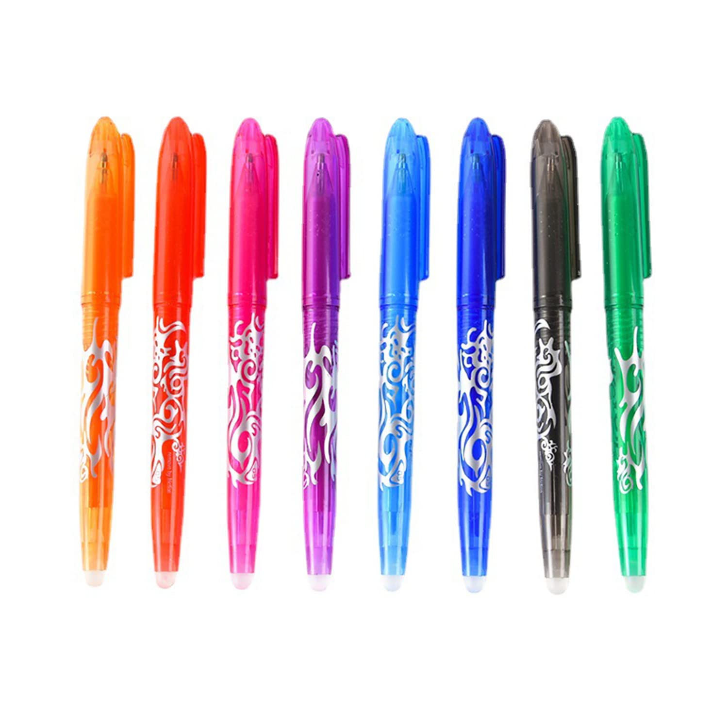 8 Pcs Erasable Pens Rub Out Pen, 0.5mm Erasable Gel Pen with Rubbers on the End, Heat Friction Markers with Eraser, Handwriting Writing for School Office Supplies