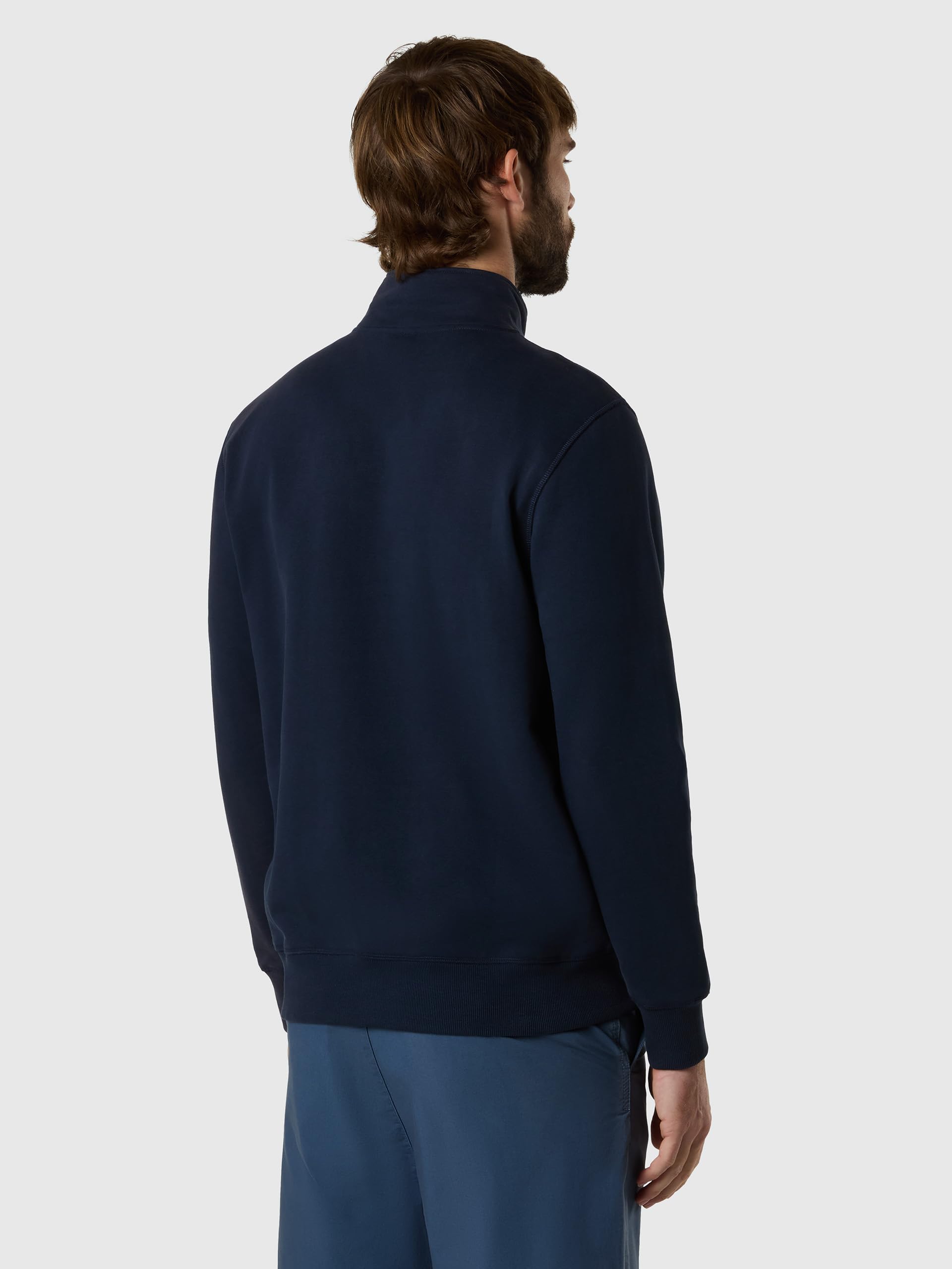 NORTH SAILS Felpa Uomo in Cotone Organico con Collo Alto e Zip