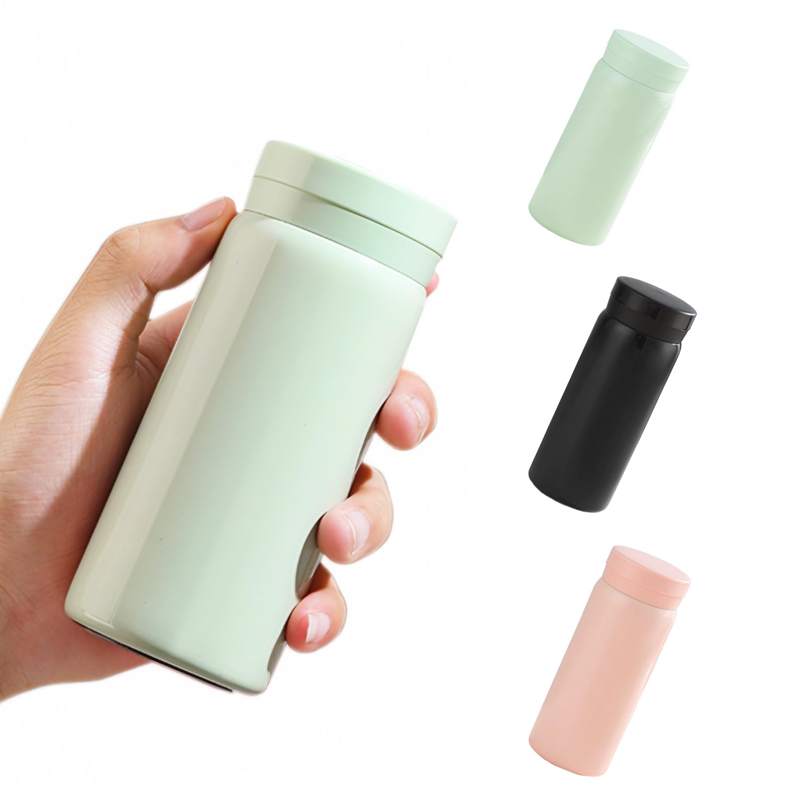 Ruucy Small Water Bottle for Handbag, 200ml Mini Water Bottle Stainless Steel, Double Wall Vacuum Mini Flask for Hot and Cold Drinks, Small Drinks Bottle Leakproof for Travel, Milk, Coffee (Green)