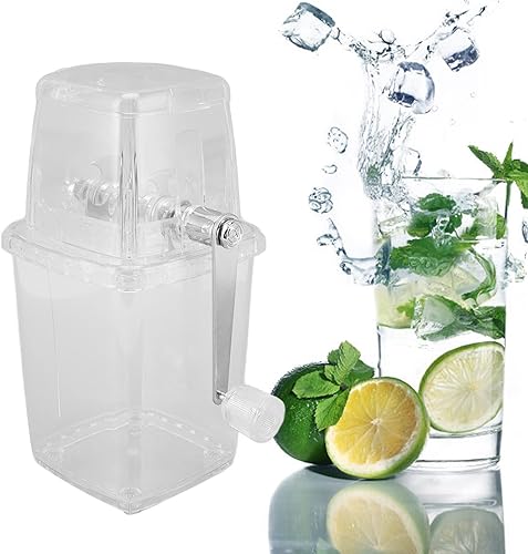 Trituradora de hielo de manivela, transparente, a prueba de óxido, multifuncional, trituradora de hielo manual para el hogar, mini máquina de hielo