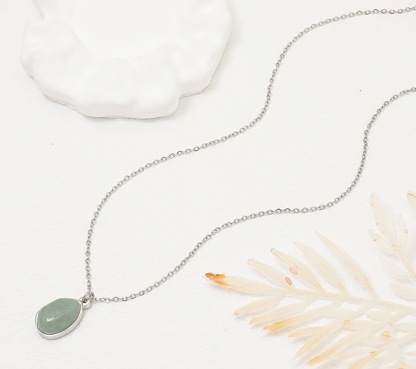 Stone Pendant Necklaces Gemstone Dangle Necklace 18K Gold Plated Teardrop Pendant Necklace for Women - Image 5