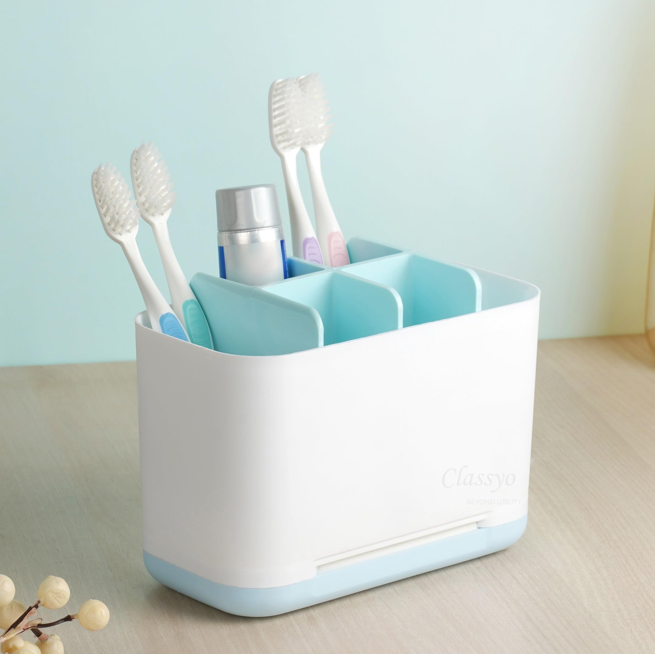 Classyo Toothbrush Holders for Bathroom, Brush Stand for Bathroom, Tooth Brushes Holder, Toothbrush Stand, Brush Holder for Bathroom (7 x 3.5 x 4.5 inch)