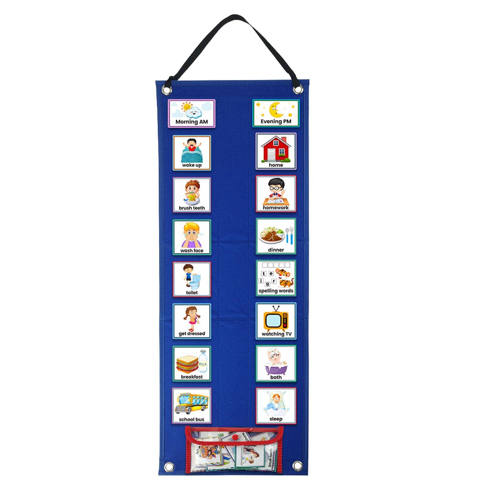 Visual Schedule for Kids, Kids Daily Schedule Routine Cards Daily Schedule Pocket Chart with 70 Cards, Home Chore Schedule Chart, Planner Chart Week Schedule Card for Home School