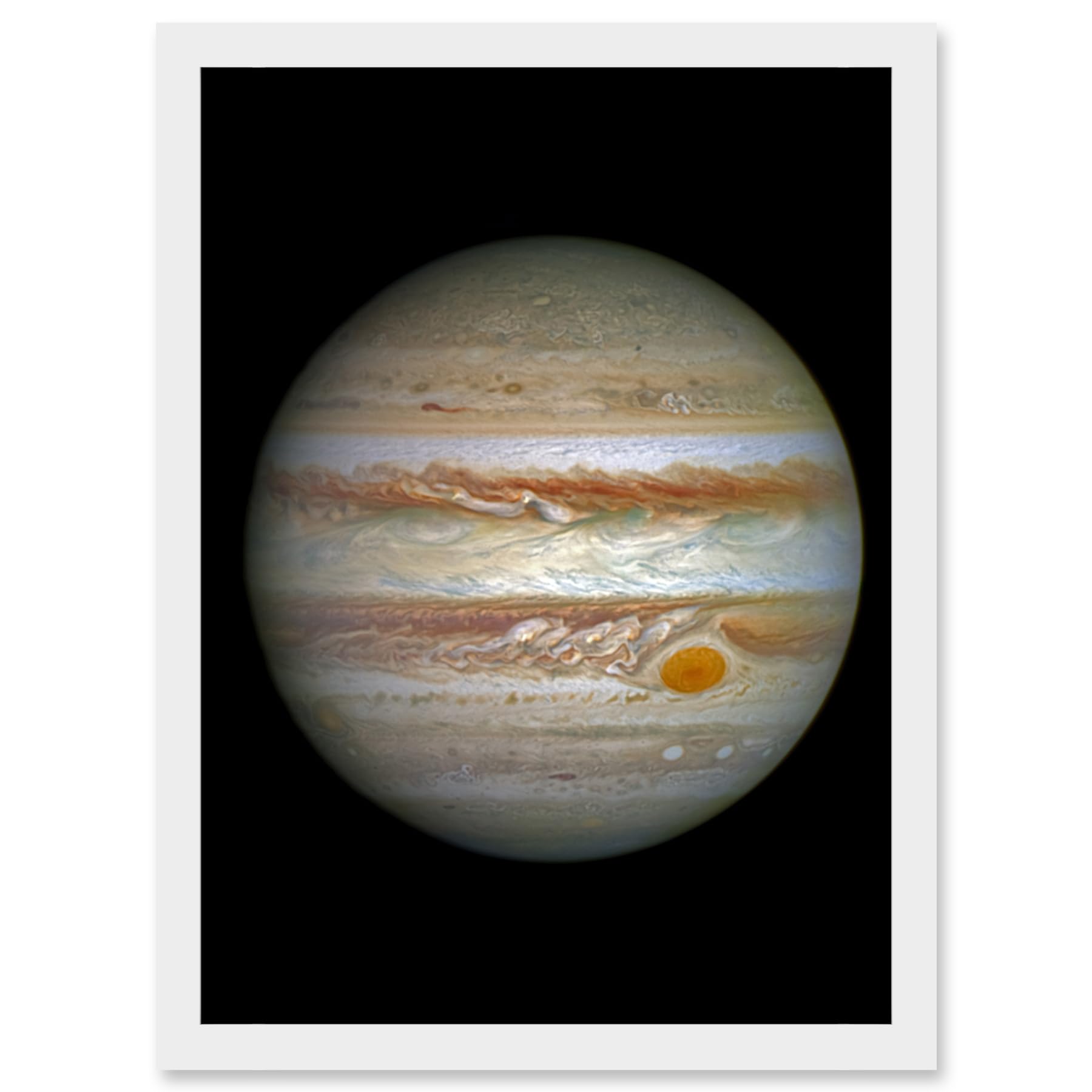 Artery8 Hubble Space Telescope Image Jupiter WFC3/UVIS Largest Planet In Our Solar System Great Red Spot View Anticyclone And Colourful Atmosphere Bands Artwork Framed A3 Wall Art Print