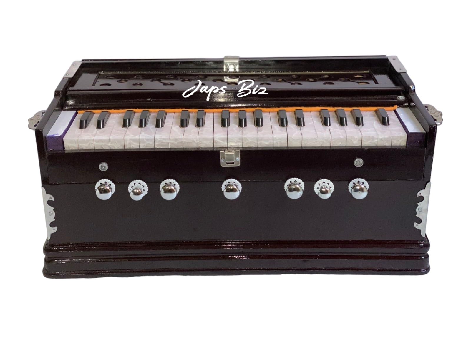 JAPS BIZ® Harmonium- 3 1/4 Octave, Double Bellow, 39 Keys,7 Stopper, 2 Reeds (Bass- Male), With Cover & free carry bag