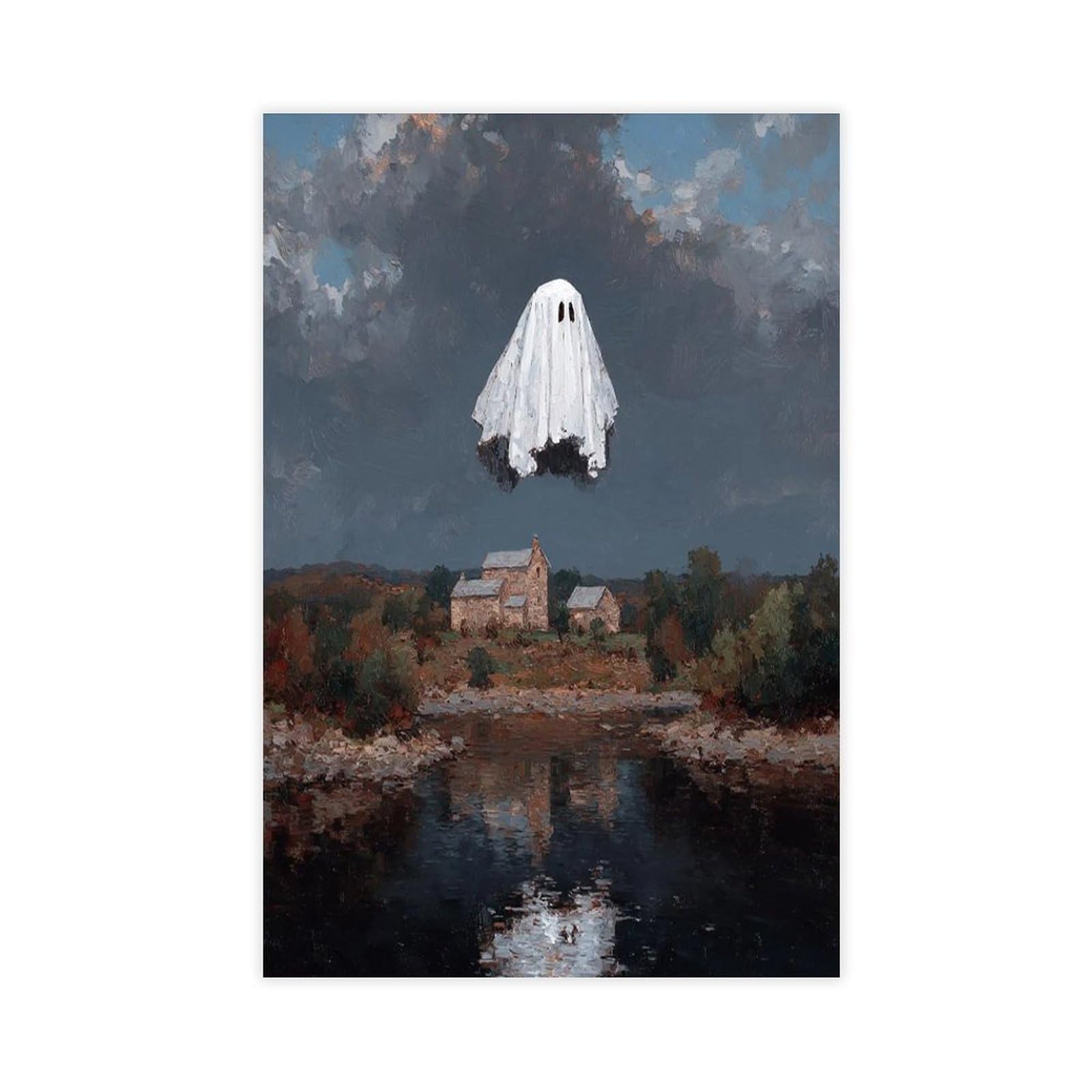 Bareronor Flying Ghost Canvas Poster Bedroom Decor Landscape Office Room Decor Gift 20" L X 30" W
