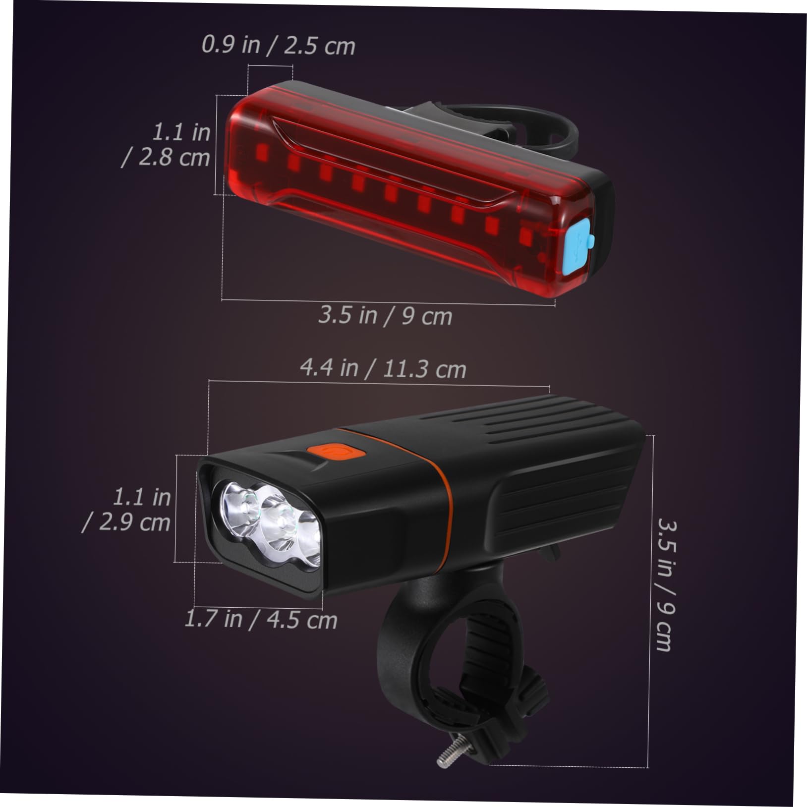 BESPORTBLE Luces De Las Ruedas Luces De Bicicleta para Andar De Noche Asiento Luz Trasera para Solar Luces De Bicicleta Recargables Linterna Recargable Luces De Ciclo Faro Black Abs