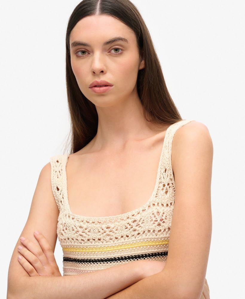Superdry Top corto da donna all'uncinetto con lacci
