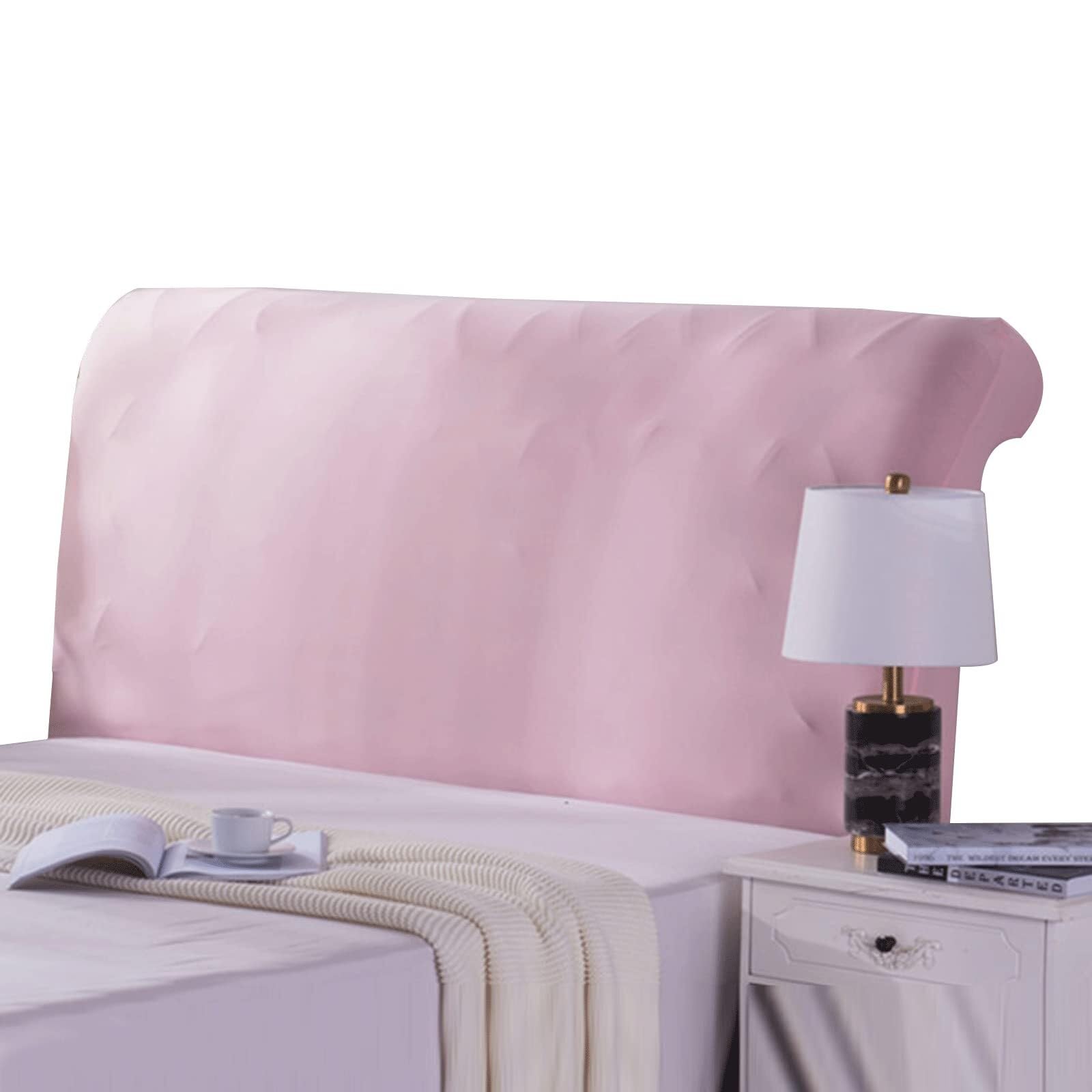 WJHDWYD Funda de cabecera elástica for Cama tapizada/Madera/Cuero Funda de cabecera for Cama Individual Doble Funda de cabecera de Cama Rectangular/Ligeramente Redondeada(Colorerosa2,150-170cm)