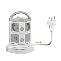 TESSAN Ciabatta Multipresa con USB C, Ciabatta Elettrica con Prolunga Retrattile 2M