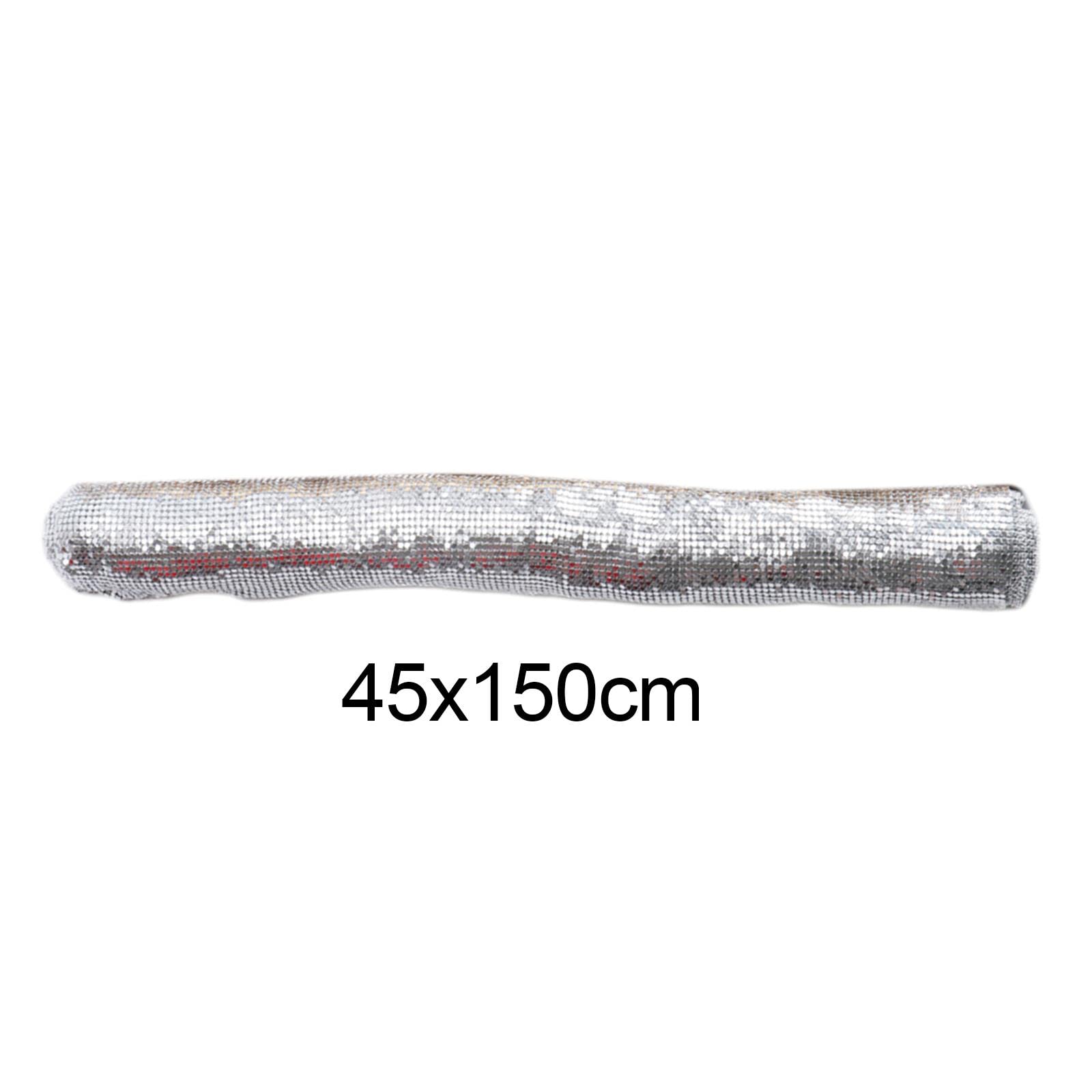 Sequin Mesh Tissu Métallisé Brillant 3mm Ruban Chaînette Patchwork Fait Main pour Création Déguisements Artisanat Fournitures Adapté à Vêtements de Fê, Argent