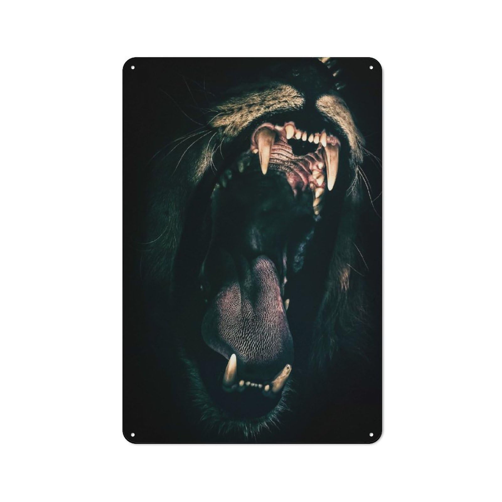 Junmoney Style-16 Tin Sign 30X20cm With Lion Raar For Workshop Wall, Rustic Decor, Suited To Workshop Decor Fans