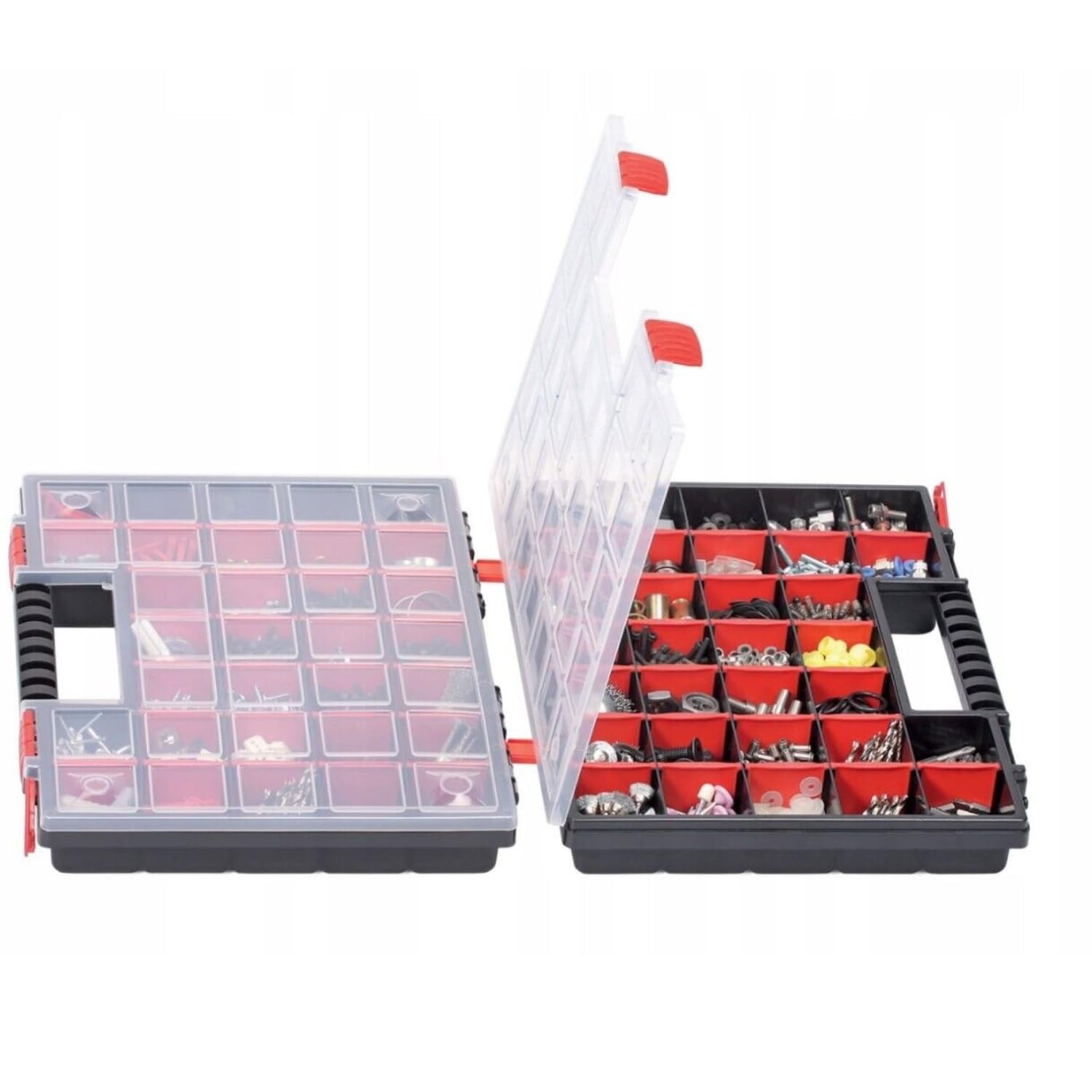 Duo Compartment Storage Tandem Organiser Case Tool Box Adjustable Dividers (Model 3)