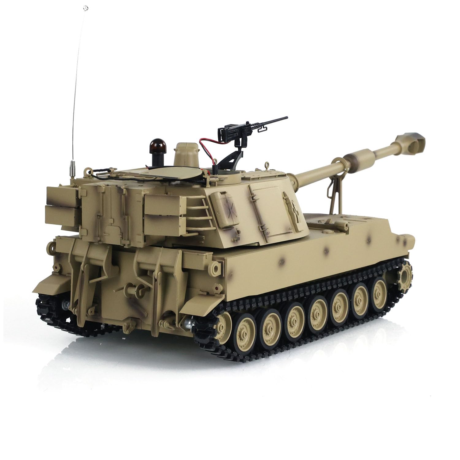 1/16 Tongde RC Carro armato M109A2 Semovente RTR Combattimento Infrarossi Battle Smoke Unit Light Sound (Basic-Edition-Desert Yellow) BB Shooting Airsoft Tank that Shoot