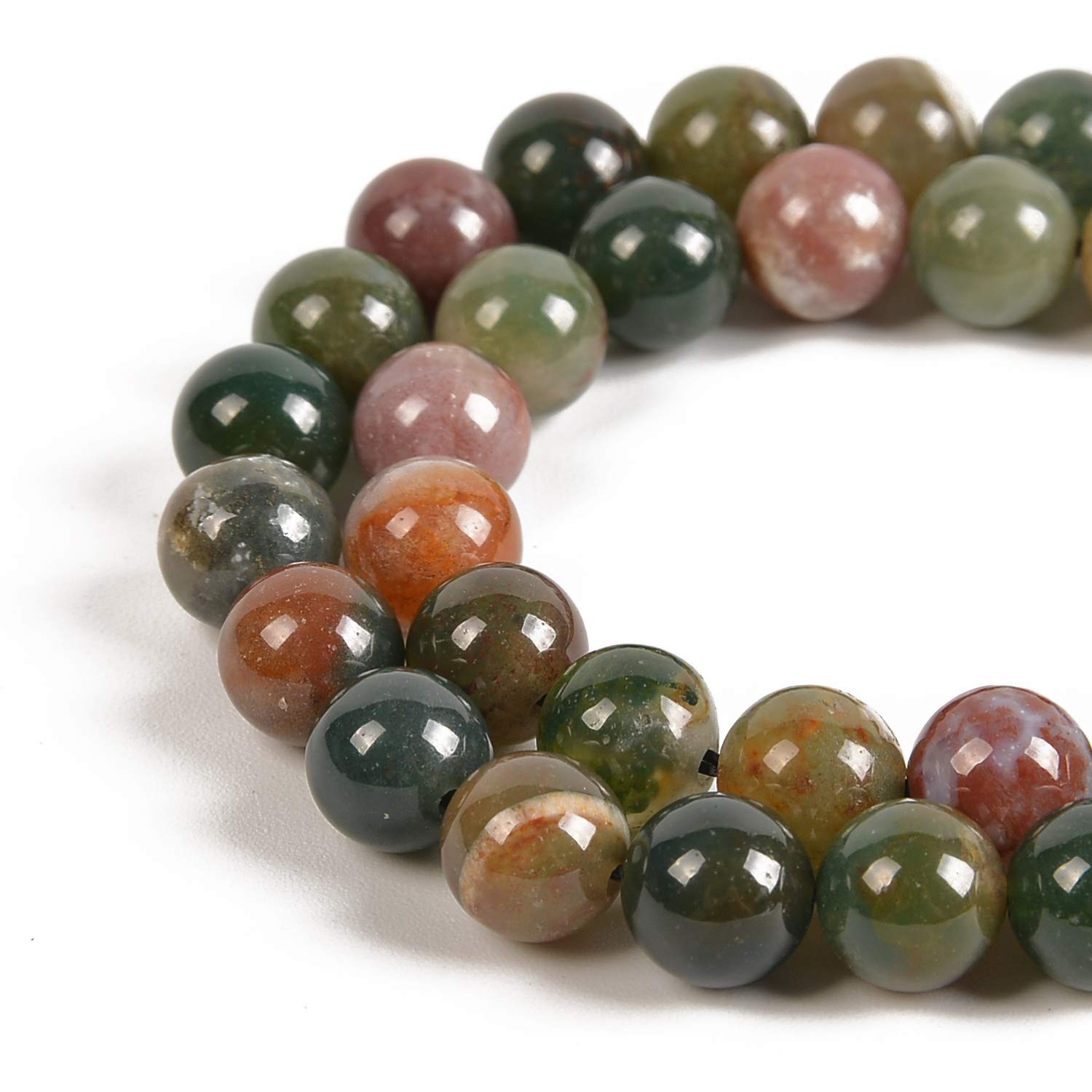 Nancybeads 45pcs 8mm Natural Indian Agate Gemstone Round Spacer Loose Beads Crystal Energy Stone Healing Power for Jewelry Making 1 Strand 15"