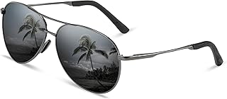 YUKANNA Sunglasses for Men Women Pilot Polarized Sun glasses with UV 400 Protection Metal Frame for Driving Golf Fishing