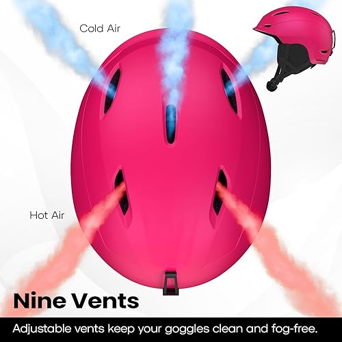 Miniatura 4 de DBIO Casco de snowboard, casco de esquí para adultos, con 9 rejillas de ventilación, carcasa de ABS y espuma EPS, cascos de nieve para hombres y