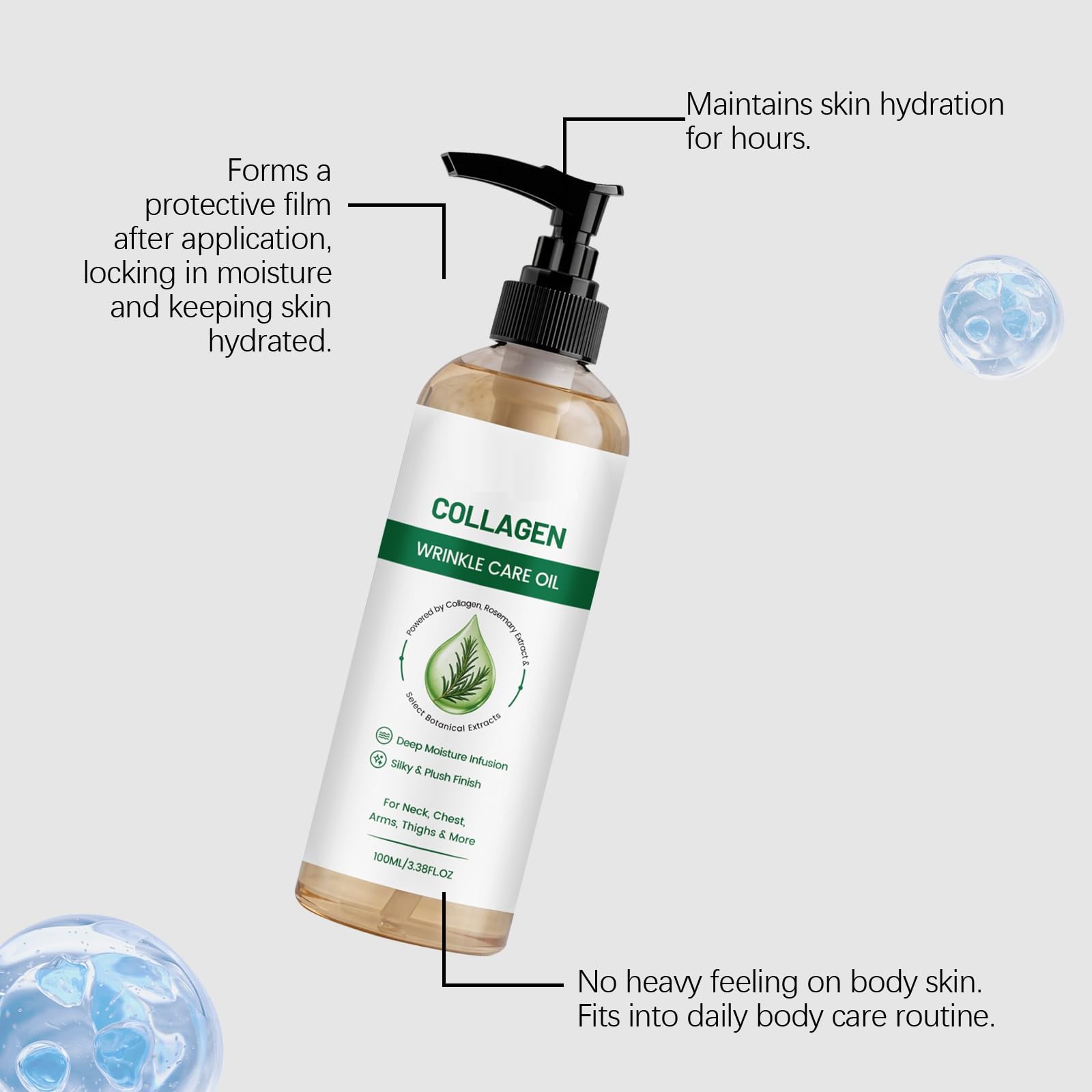 Olio di collagene lifting per il corpo, olio di collagene idratante per il corpo dopo la doccia, oli di collagene rassodante per il corpo, oli lifting rassodanti con idratante anti-invecchiamento, 100