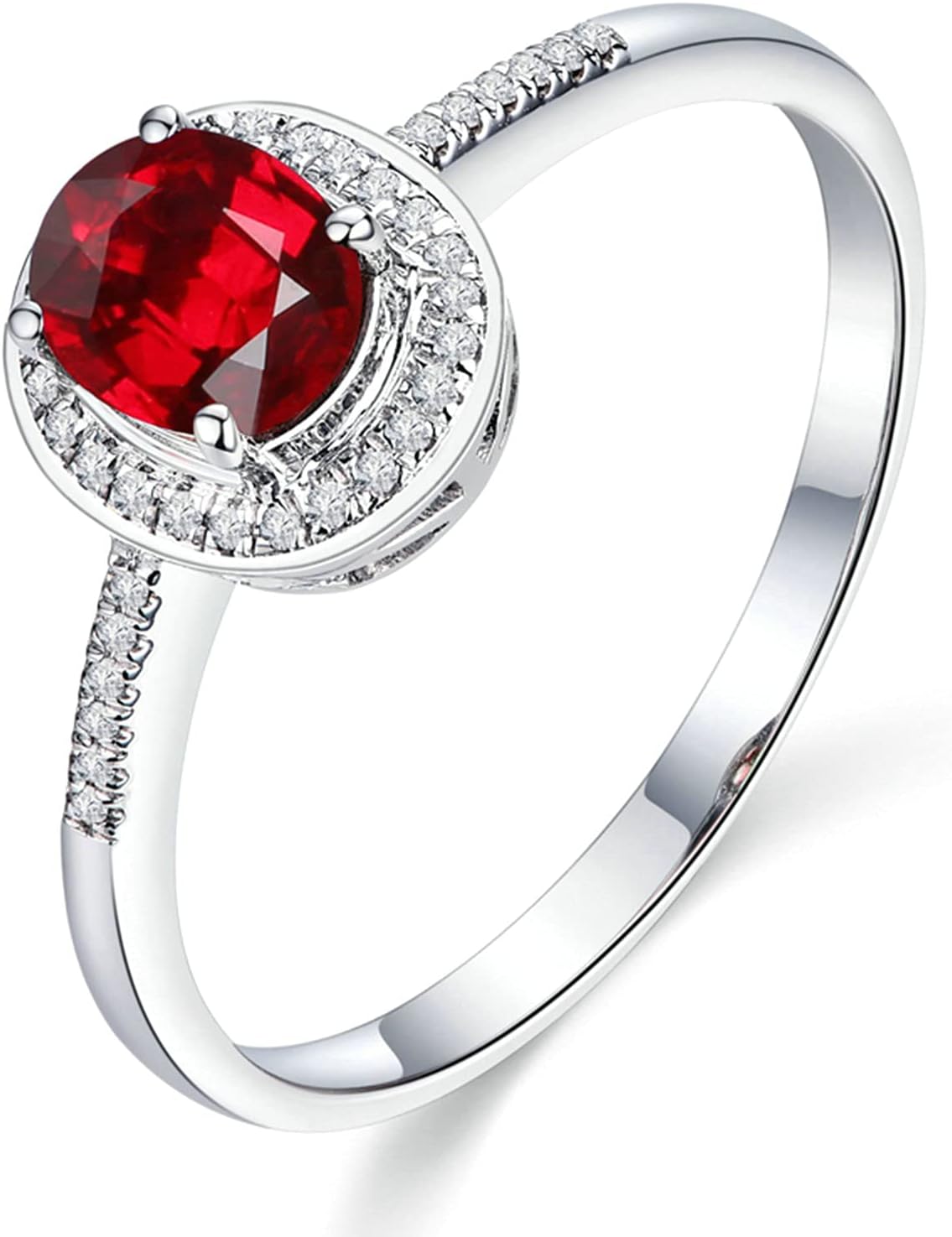 18K Gold Ruby Ring, Engagement Rings White Gold 0.42ct Pigeon Red Blood Ruby with Diamond Size 6.75-25, white gold, Ruby,