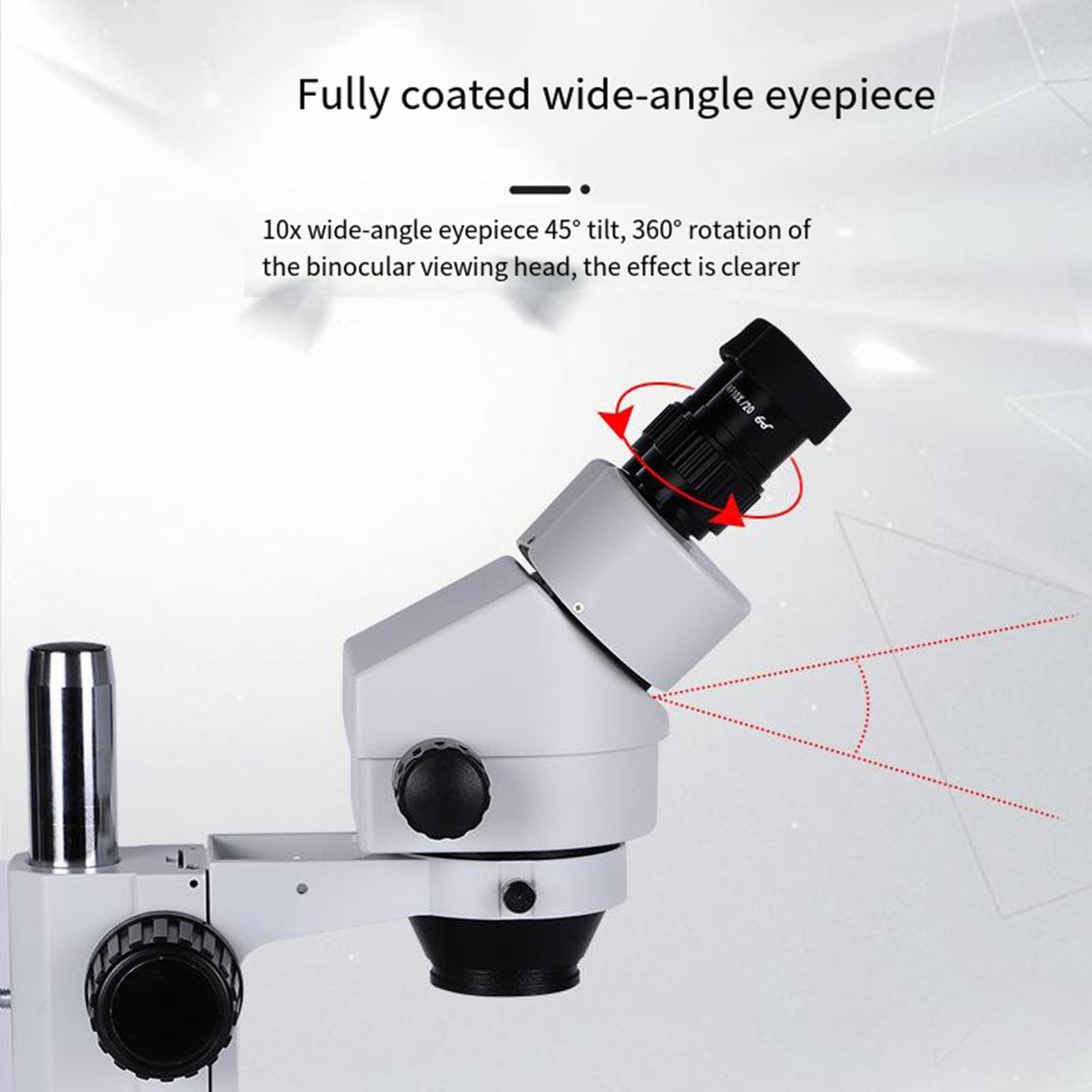 Microscopio binocular 7-45X Kit de microscopio estereoscópico Lente giratoria de 360° con luz LED y soporte Microscopio estereoscópico industrial