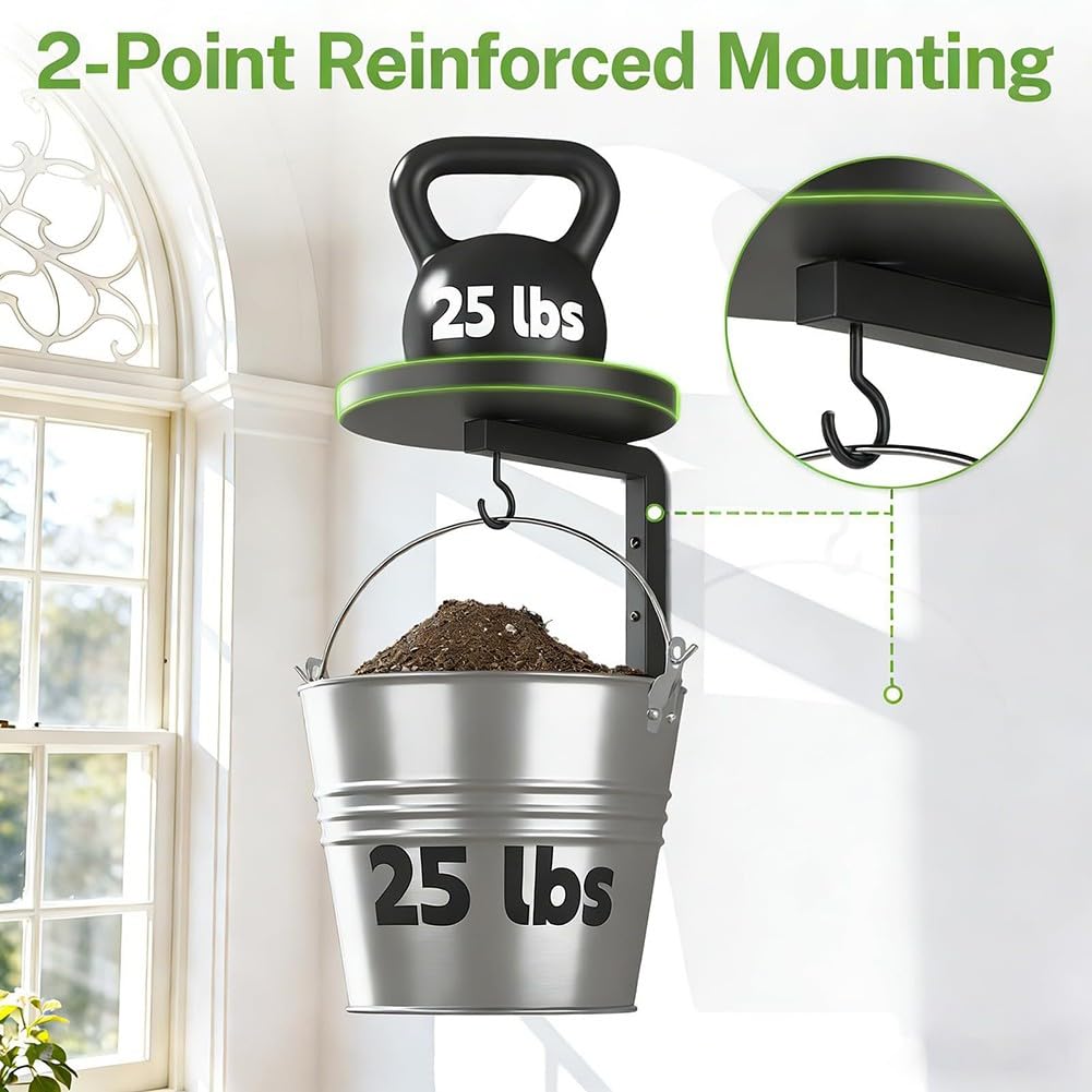 Paquete de 2 ganchos de pared para plantas, soporte resistente para macetas de interior con soporte de jardín elevado, resistente al agua, decoración del hogar