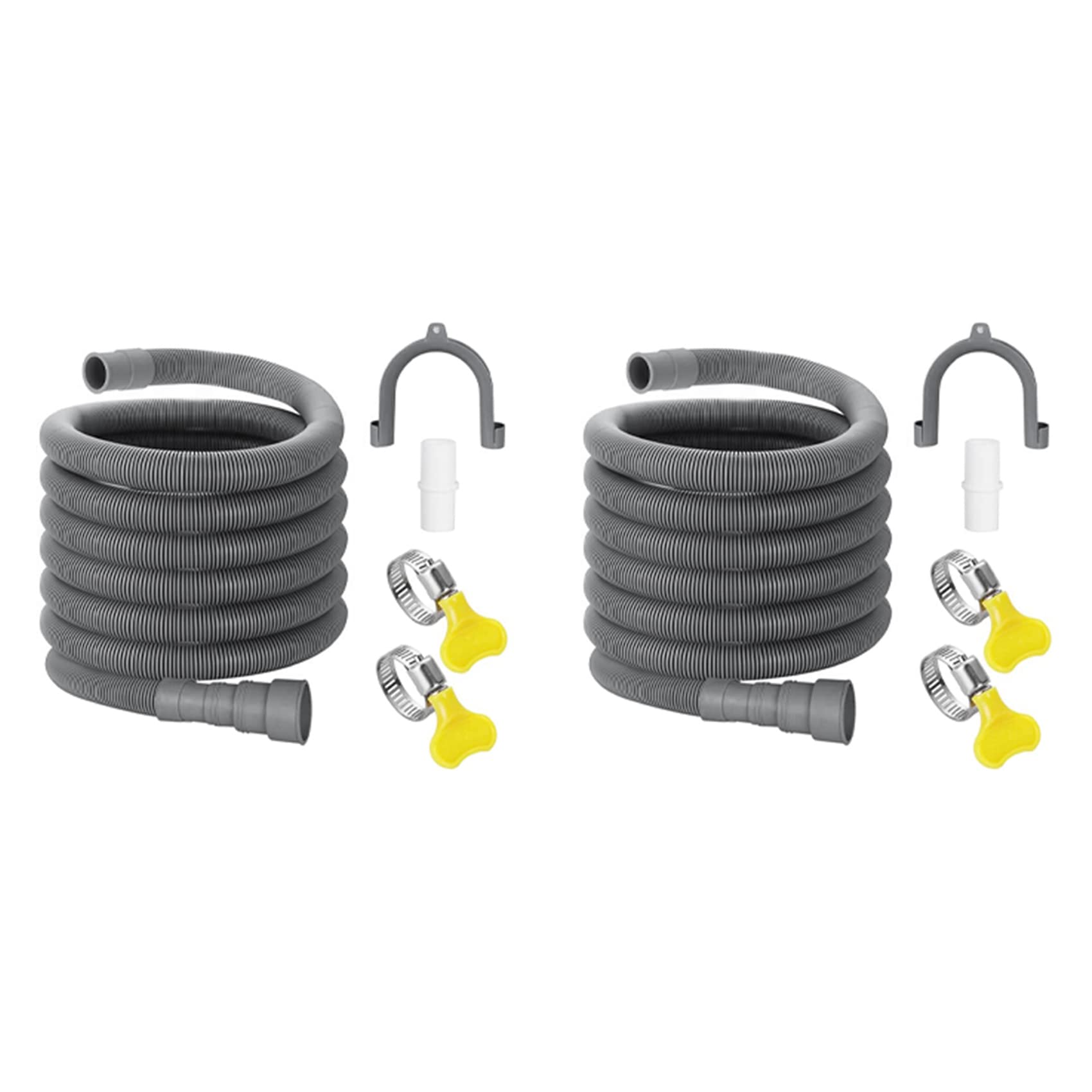 Hndhbfgrt Grey 2X Drain Hose Extension Set Washing Machine Hose 10Ft, Include Bracket Hose Connector And Hose Clamps Drain Hoses