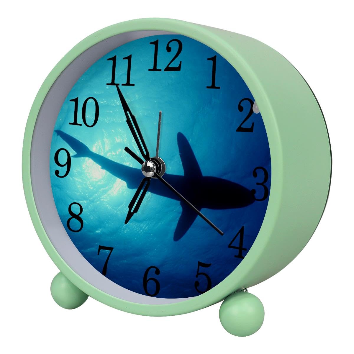 Luoweisi Alarm Clock Cute Shark Sea, Silent Non-Ticking with Night Light