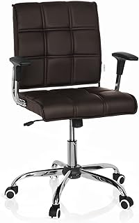 hjh OFFICE 719030 Silla de Oficina Ernesto Piel sintética Marrón Oscuro, Silla de Escritorio con reposabrazos, Silla giratoria para computadora