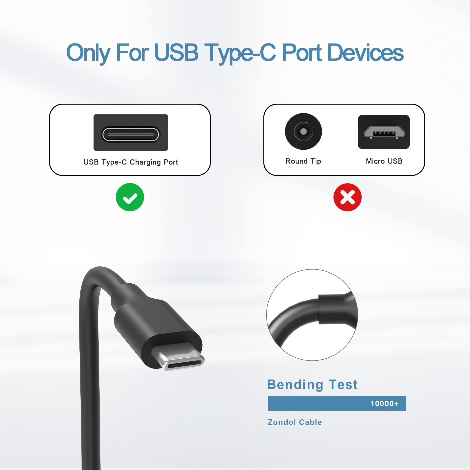 45W USB-C Charger Fit for Samsung Chromebook 4 4+ XE350XBA XE310XBA XE310XBA-K01US XE350XBA-K05US XE350XBA-K01US XE310XBA-K03US XE350XBA-K03US Chromebook 11.6, 15.6 Type C Laptop Power Cord