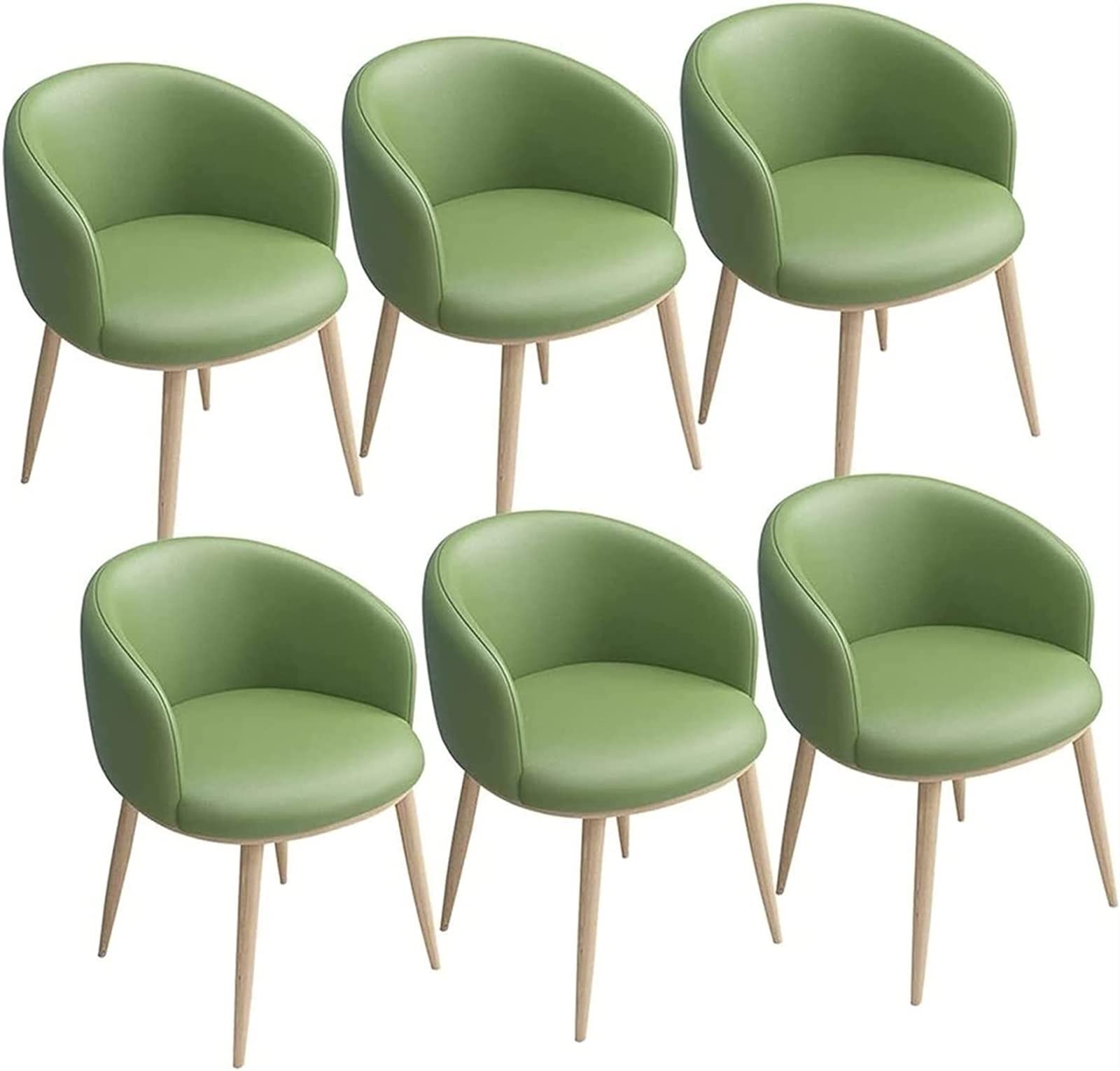 SJIALEN Modern PU Dining Chairs Set of 6, Leather Seat U-Shaped Backrest Metal Legs Armchairs Living Reception Office Kitchen Chairs Kitchen Chair (Color : Green, Size : 42x42x75cm)