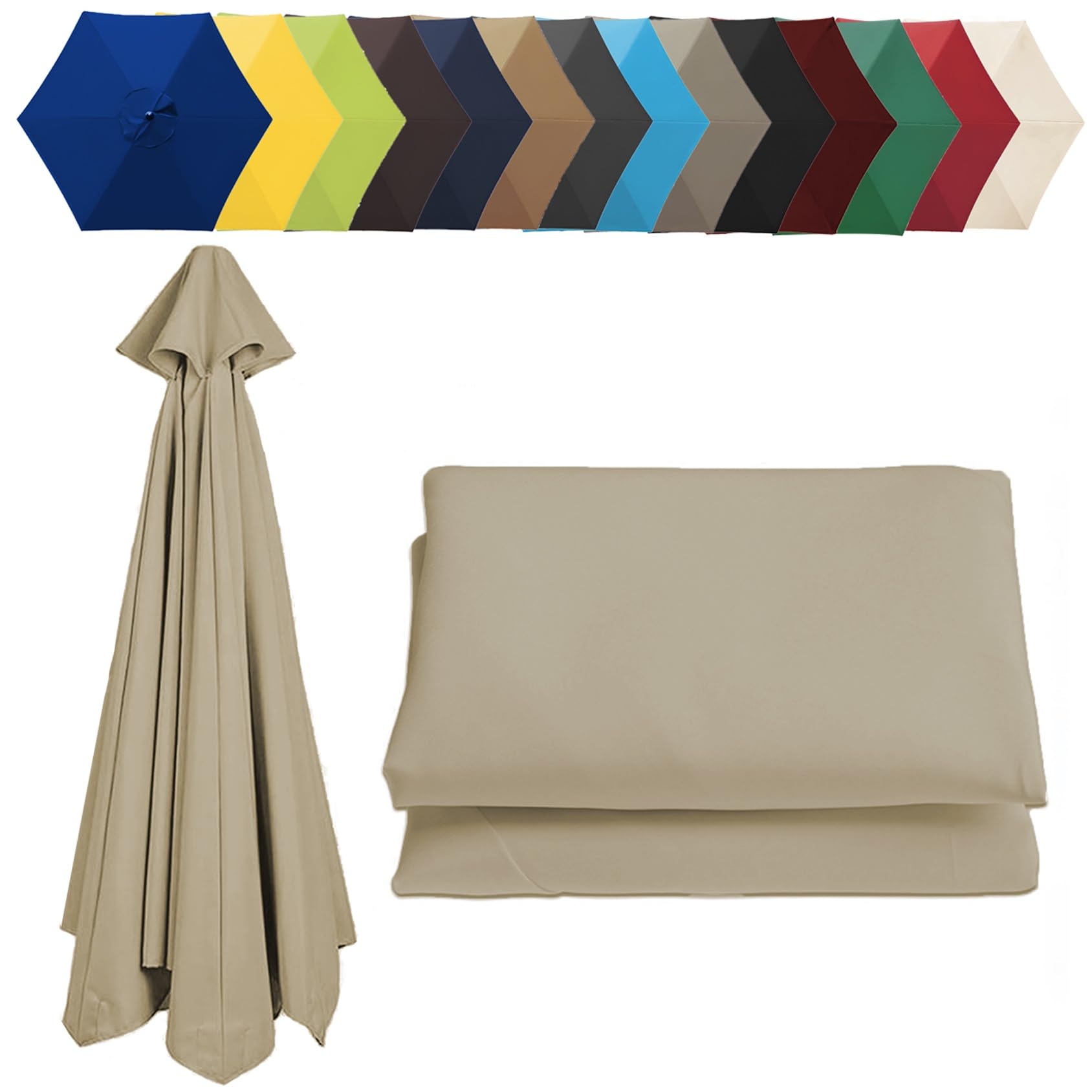 6 Ribs/8 Ribs Replacement Parasol Cover, Umbrella Canopy Replacement, Sun Umbrella Replacement Cloth, Garden Parasol Canopy Cover (6.5ft/8.8ft/9.8ft | 200cm/2.7m/300cm)(Color:Top color,Size:6 ribs-2.7