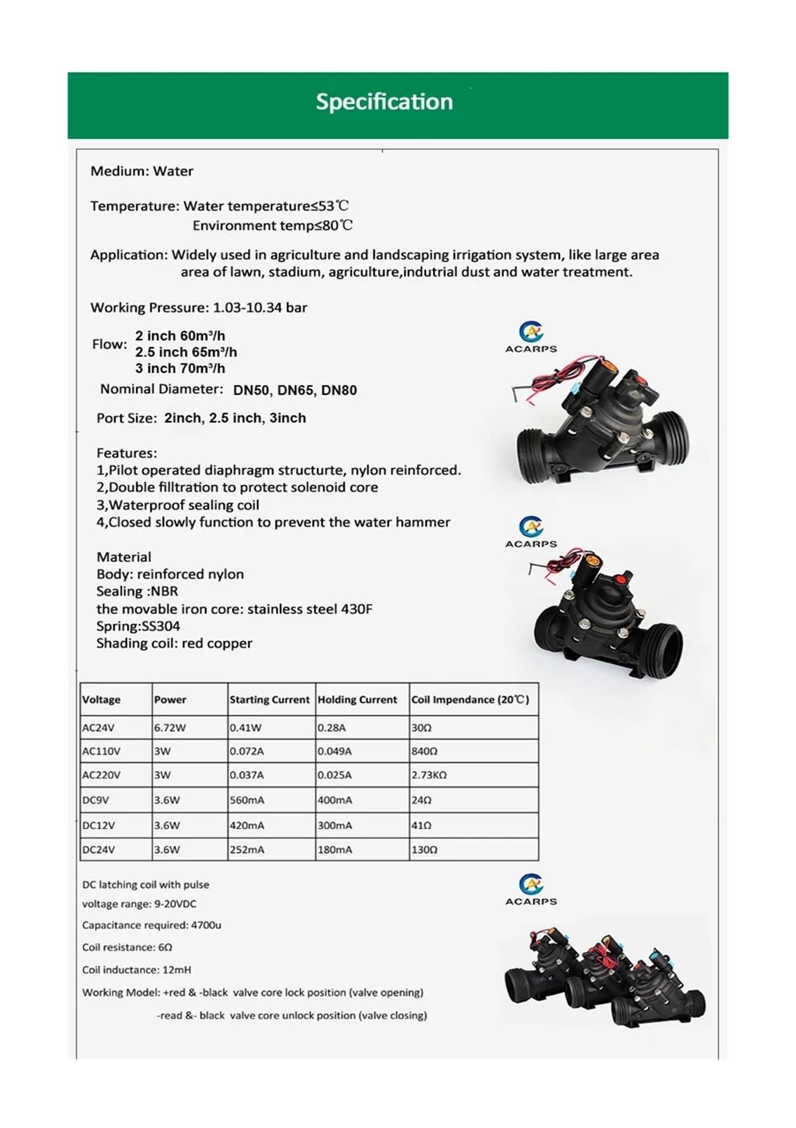 Hydrauliczny system nawadniania rolniczego DN80 cali 220 V 24 V 12 V zraszacz trawnika nawadnianie ogrodu szklarnie zawór elektromagnetyczny 3" (24 V)