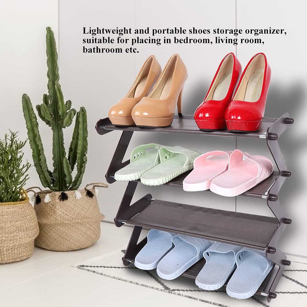 Shoes Rack, Shoes Stand Stainless Steel Strong Bearing Capacity for Bedroom for Books for Living Room(Coffee) - Image 2