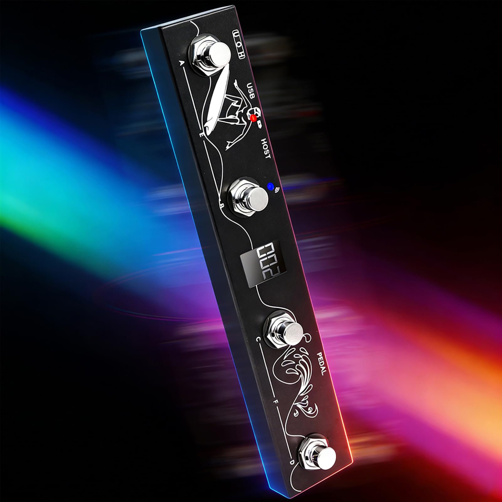 Fockety Kabelloser MIDI-Pedal-Controller, BT-Multifunktions-Fußtastatur mit Integriertem MIDI-Host für Effektprozessoren und Synthesizer für Live-Auftritte, Studio-Sessions