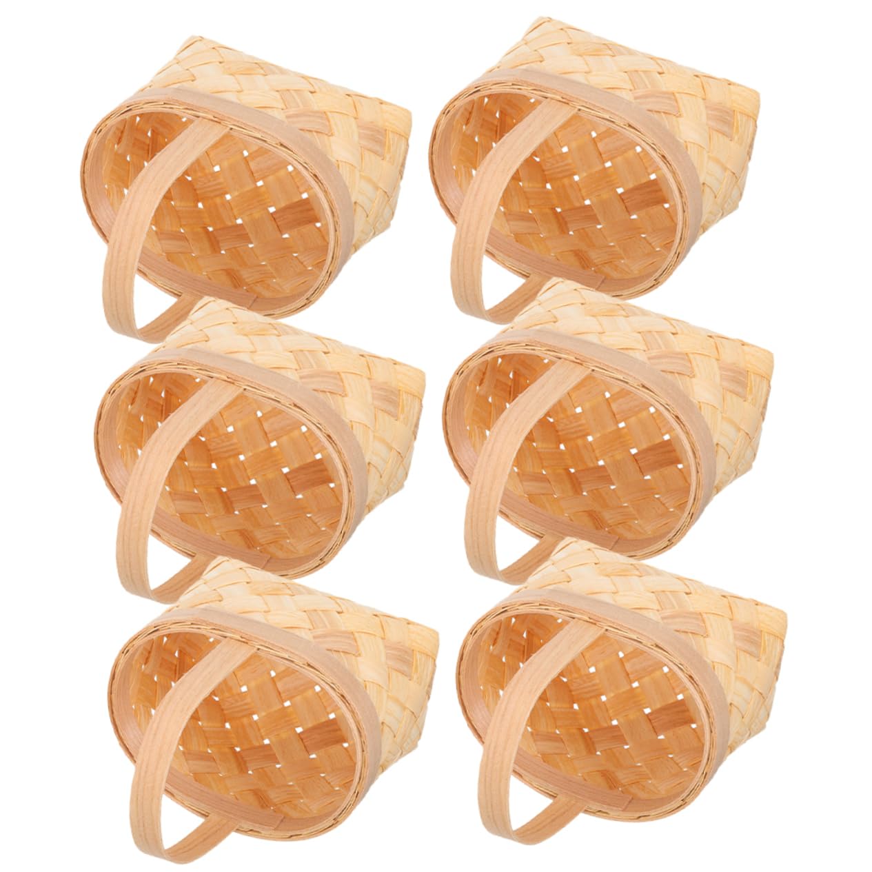 SOLUSTRE 6Pcs Mini Woven Basket with Handles for Candy Treats and Party Handheld Design for Weddings Birthdays and Gatherings