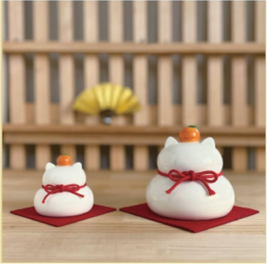 ねこ鏡餅　一体型　少し大きめ　径12cm ねこ鏡餅 一体型 少し大きめ 径12cm