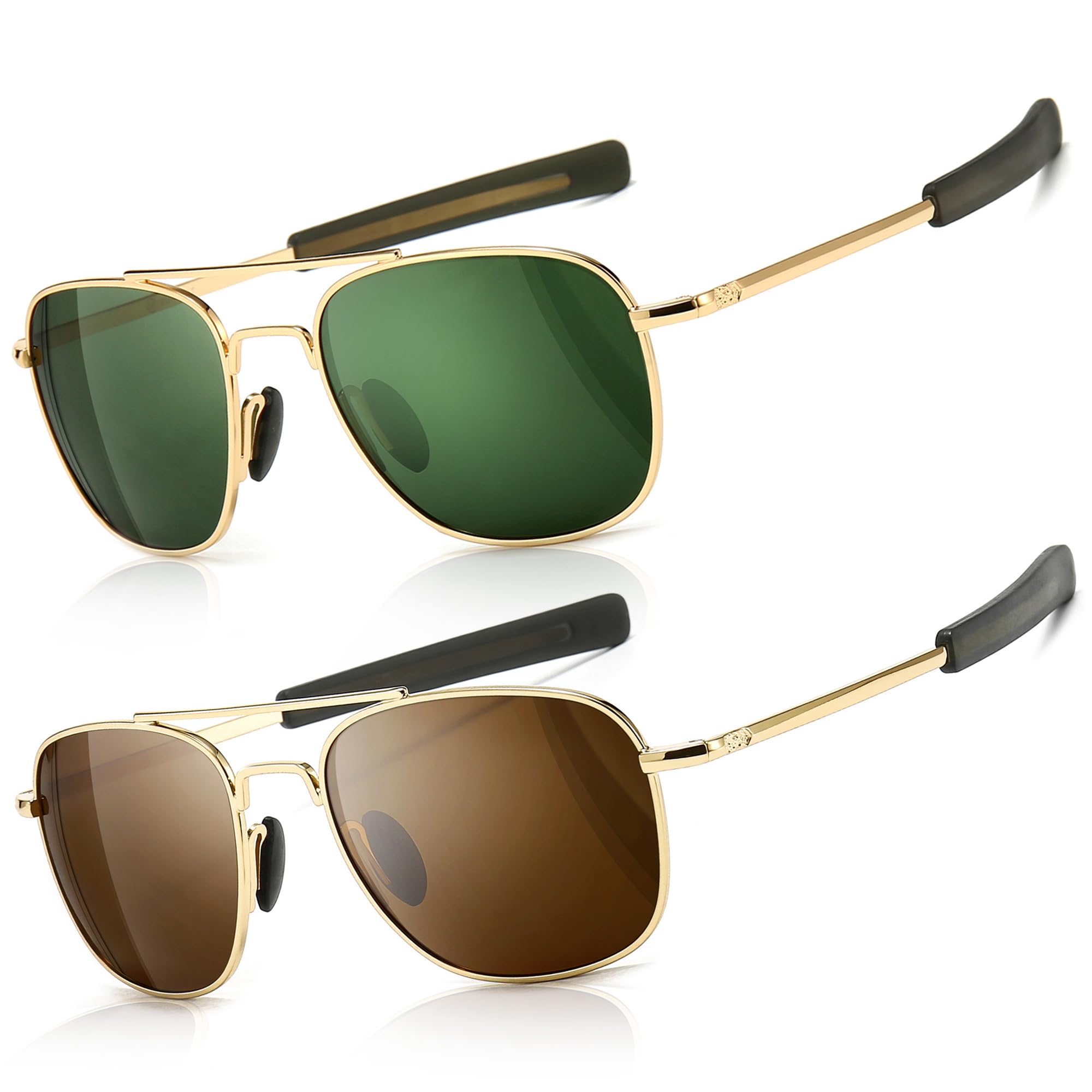 SUNGAIT Mens Military Style Polarized Pilot Aviator Sunglasses Bayonet Temples