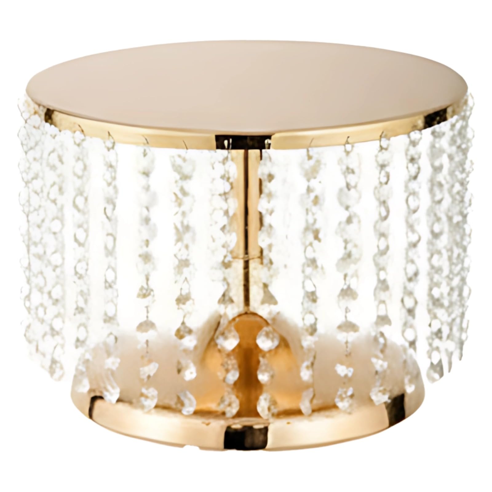 Packool Gold Cake Stand with Acrylic Crystal Pendants, Decorative Craft for Wedding, Bridal Shower, 9.8 in / 25 cm Tall Wedding Party Dessert Stand, European Style Metal Iron Cake Tray