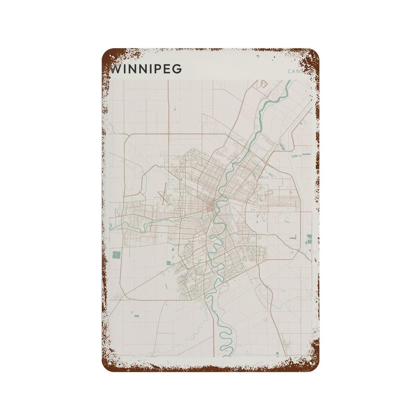 xiaoxiaoshen Winnipeg Map City Travel Canada Manitoba Wall Decor Art Metal Tin Poster Modern Home Decor Art Home Bar Shop Decorations Vintage Sign 30x20cm