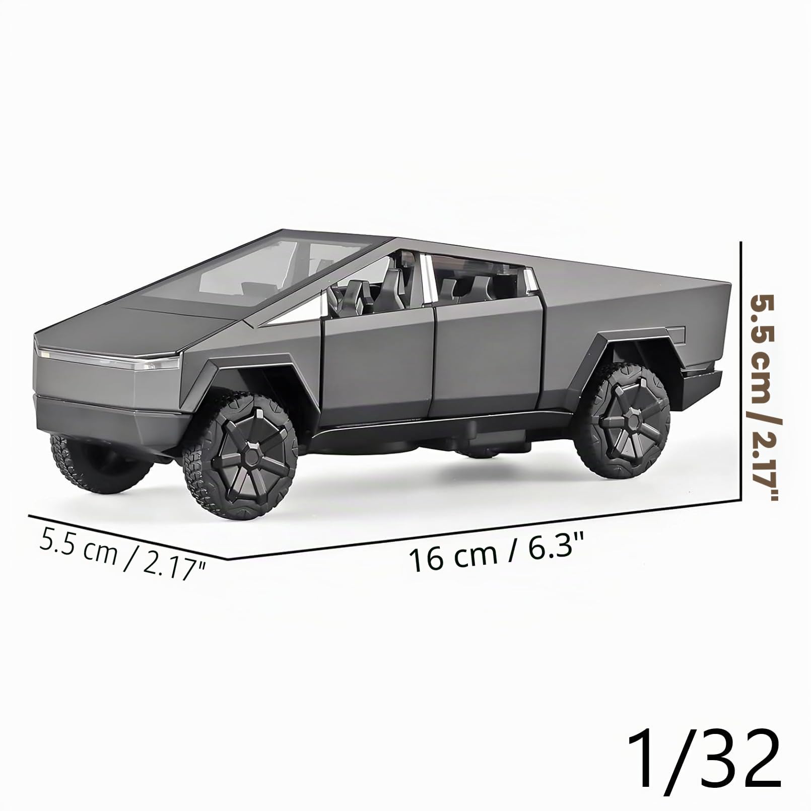 MODVOVO Tesla Truck Modelo de Coche 1:32,Coche de Juguete con Luz y Música,Función de Retroceso,Aleación Fundida a Presión,Juguete para Niños a Partir de 3 Años y Coleccionistas de Coches (Negro)