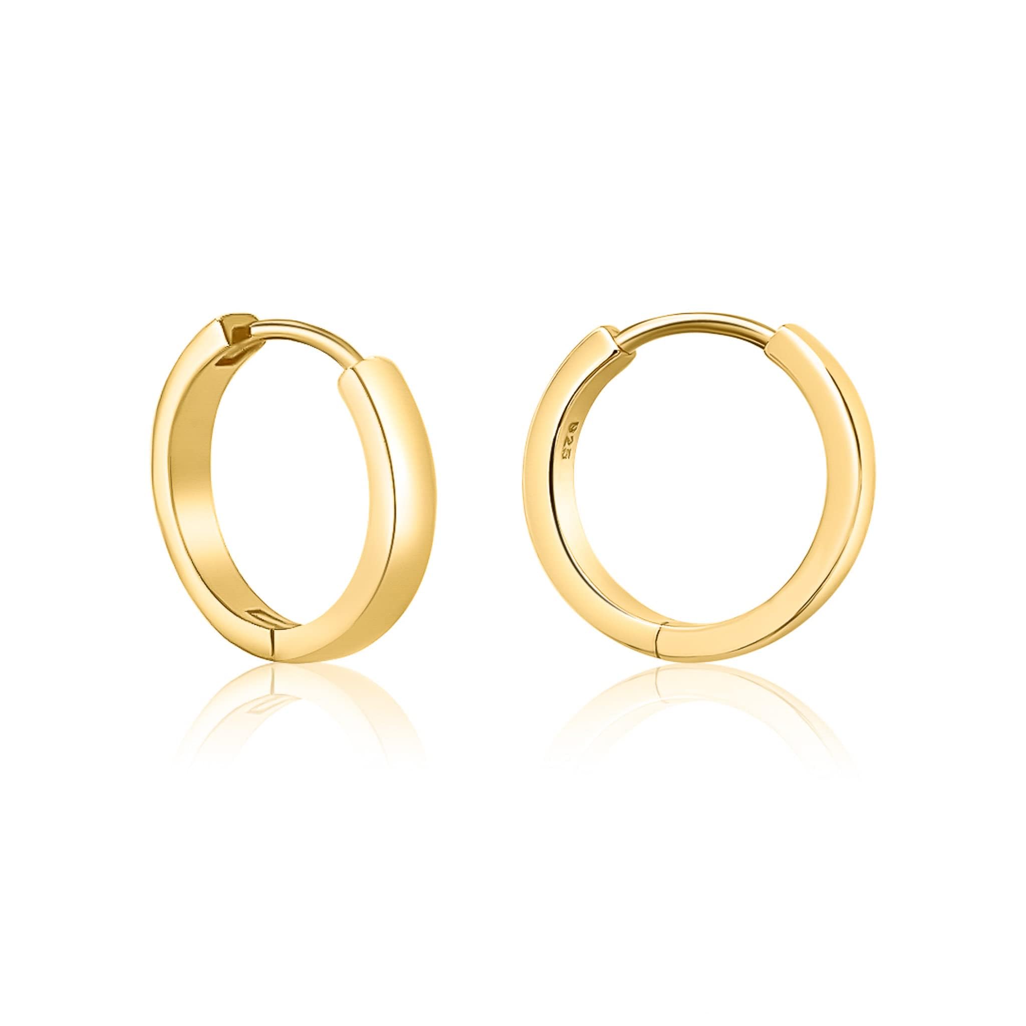 Mary & Jules goldene Ohrringe Damen aus recyceltem Silber, vergoldet, Ohrringe Creolen Gold aus 925 Sterling Silber, Ohrringe Gold Creolen für Frauen und Mädchen, hautverträglich, Echtschmuck