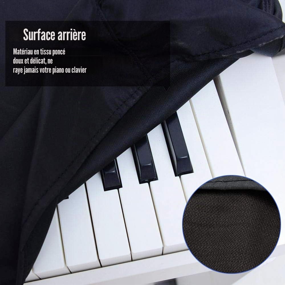 Ruibo Housse pour clavier à 88 touches, housse pour piano électronique avec cordon en tissu Oxford 420D, noir