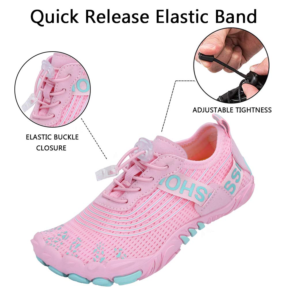 Bambini Scarpe da Spiaggia Ragazze Ragazzi Scarpe da Acqua Scarpette da Surf da Scoglio Water Shoes per Piscina Nuoto Sport Acquatici Sandali Rosa 28 EU