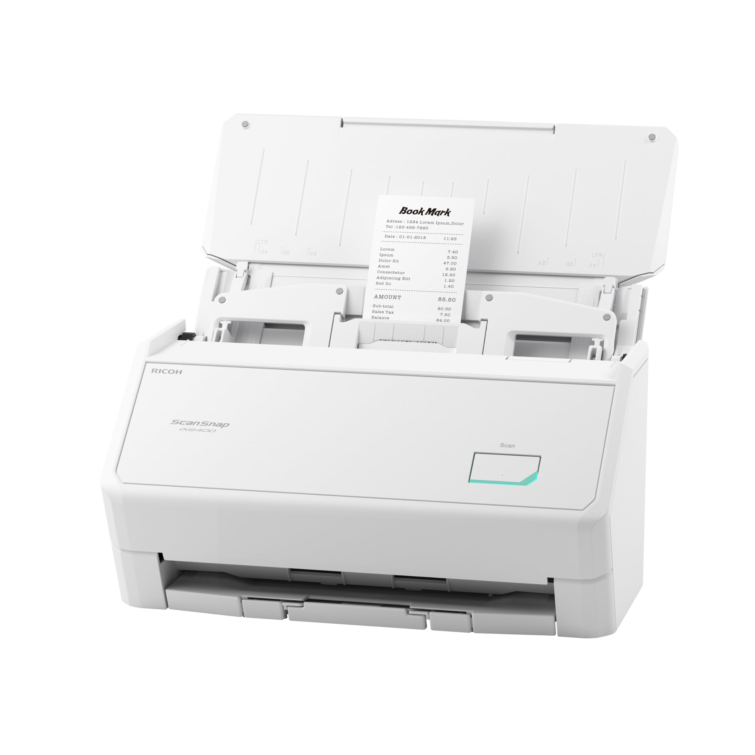 ScanSnap iX2400 A4 Document Scanner (White) – Includes Kofax Power PDF 4.0 Software – 45ppm Duplex, Automatic Document Feeder, USB 3.2, High-Resolution Office Scanner