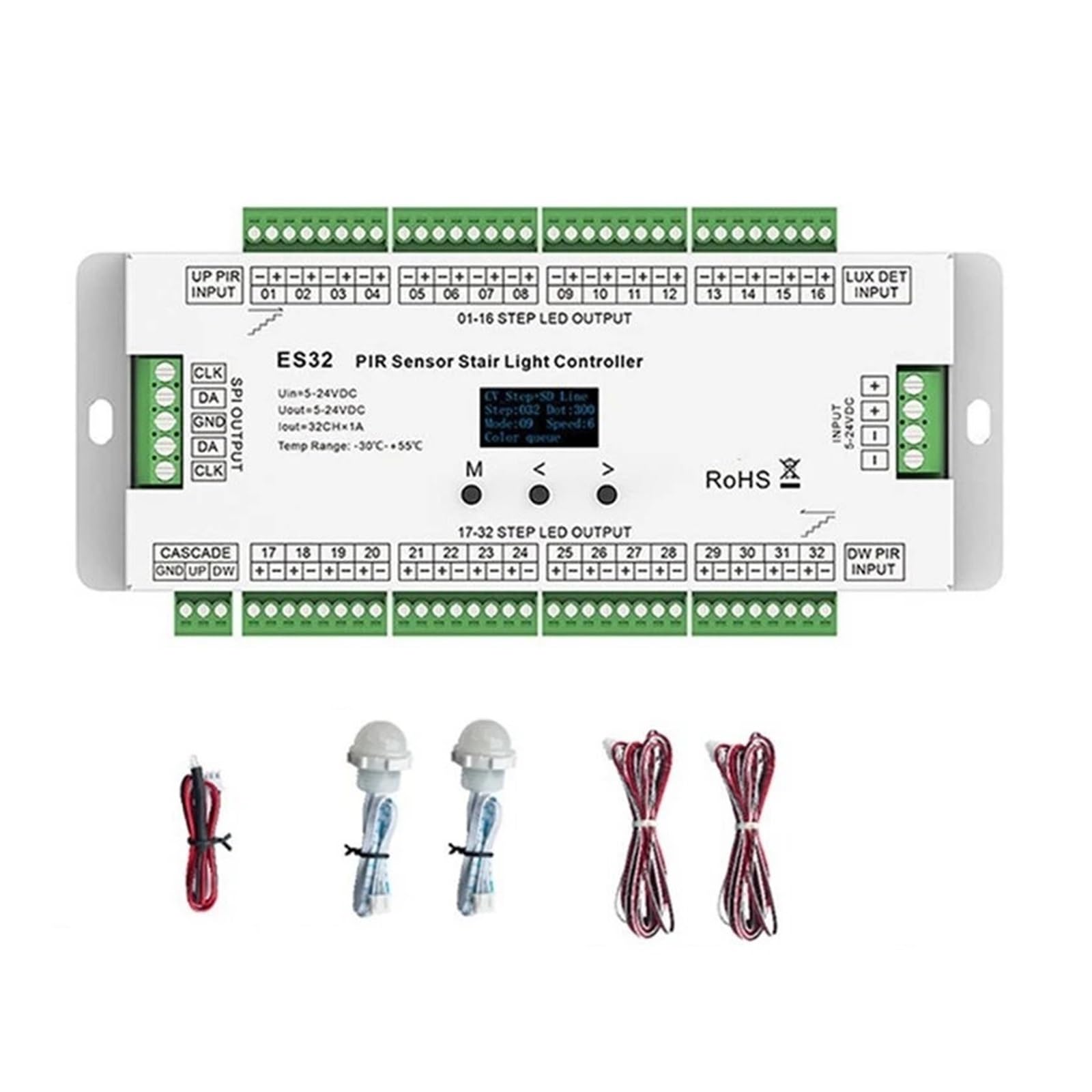 ES32 PIR Human Body Infrared Sensor Stair Light Controller 32 Channels and Probe 5VDC Suitable for
